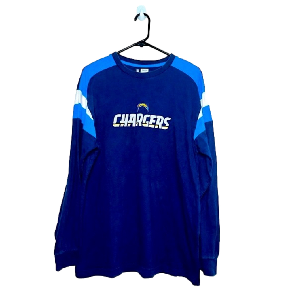 NFL Dark Blue Chargers Long Sleeve Shirt with Light Blue & White Stripes